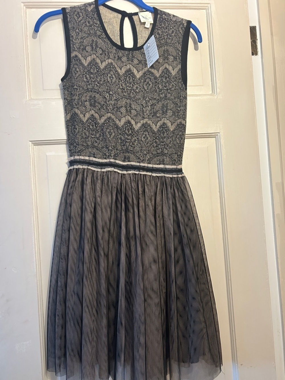 Anthropologie Black Lace & Tulle Midi Dress BNWT